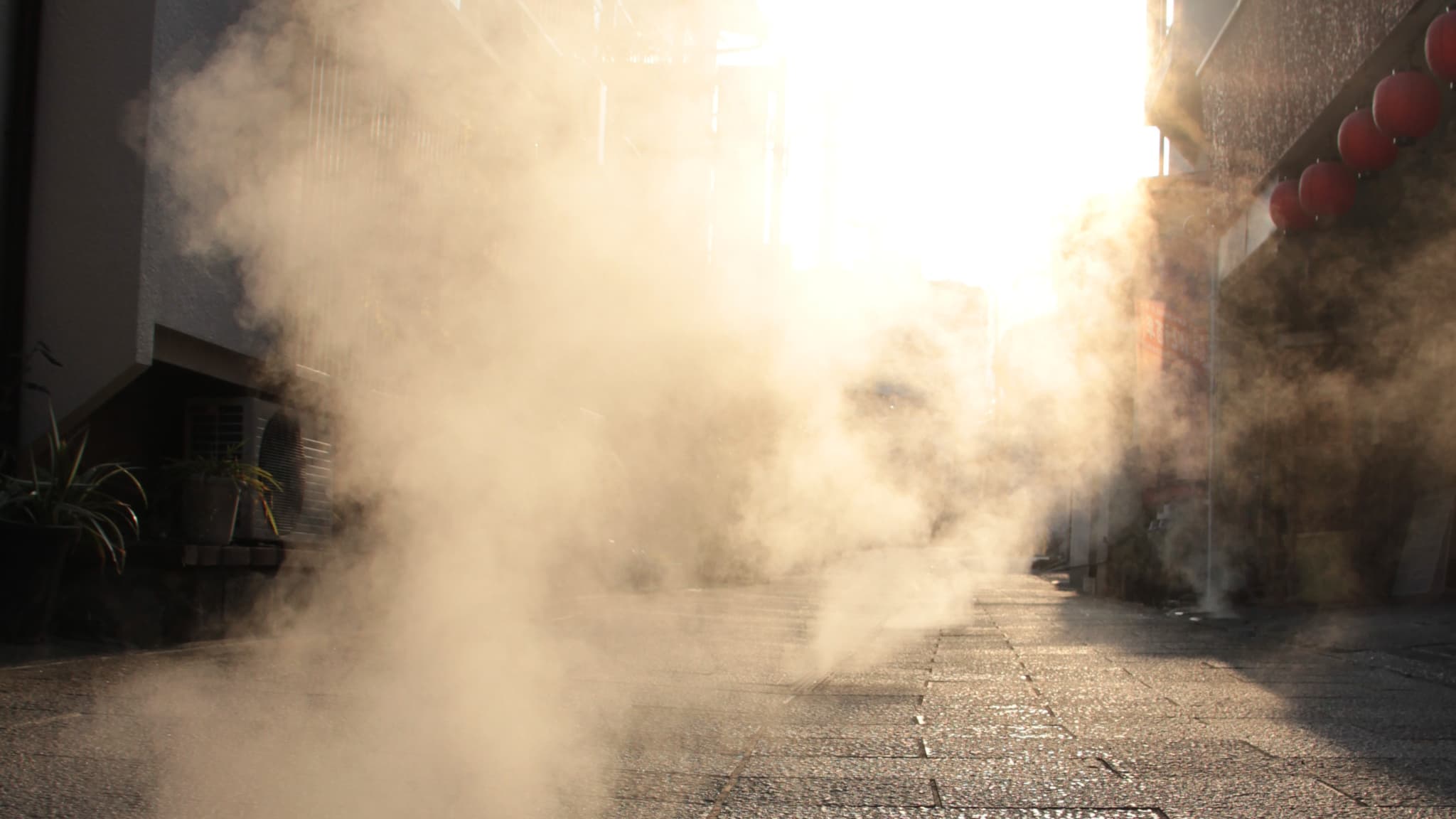 鉄輪湯けむり通りの湯けむり