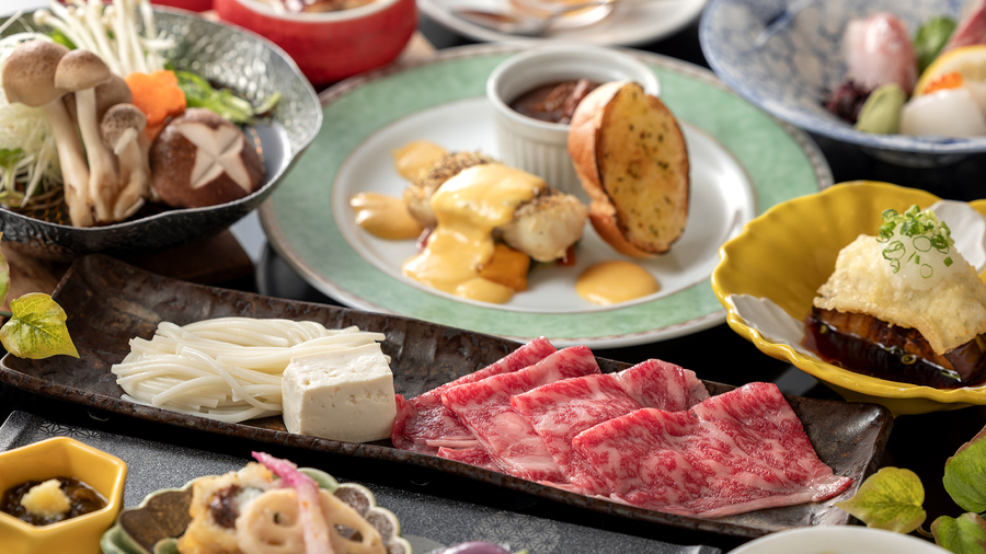 【ご夕食例】長崎和牛と旬彩会席（時期によって変更する場合がございます）