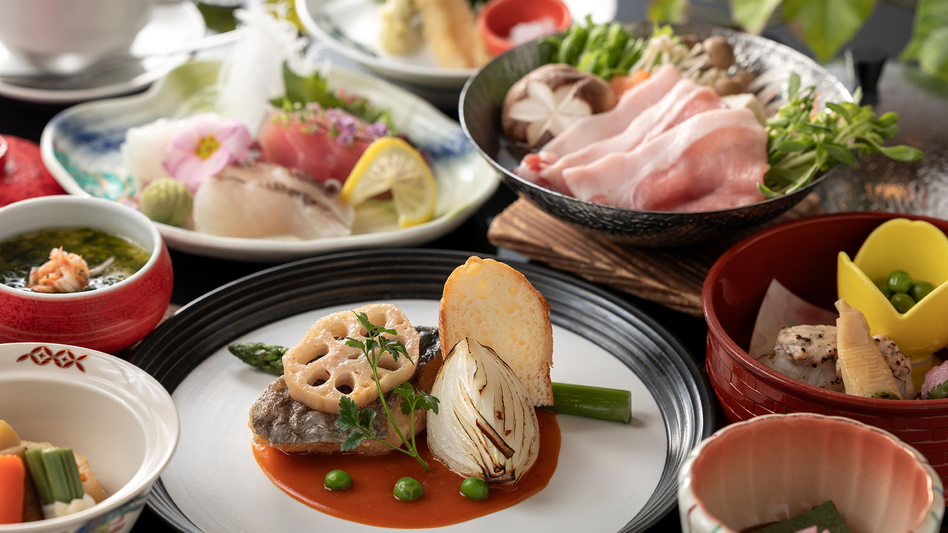 【ご夕食例】雲仙彩り会席※イメージ（時期によって変更する場合がございます）