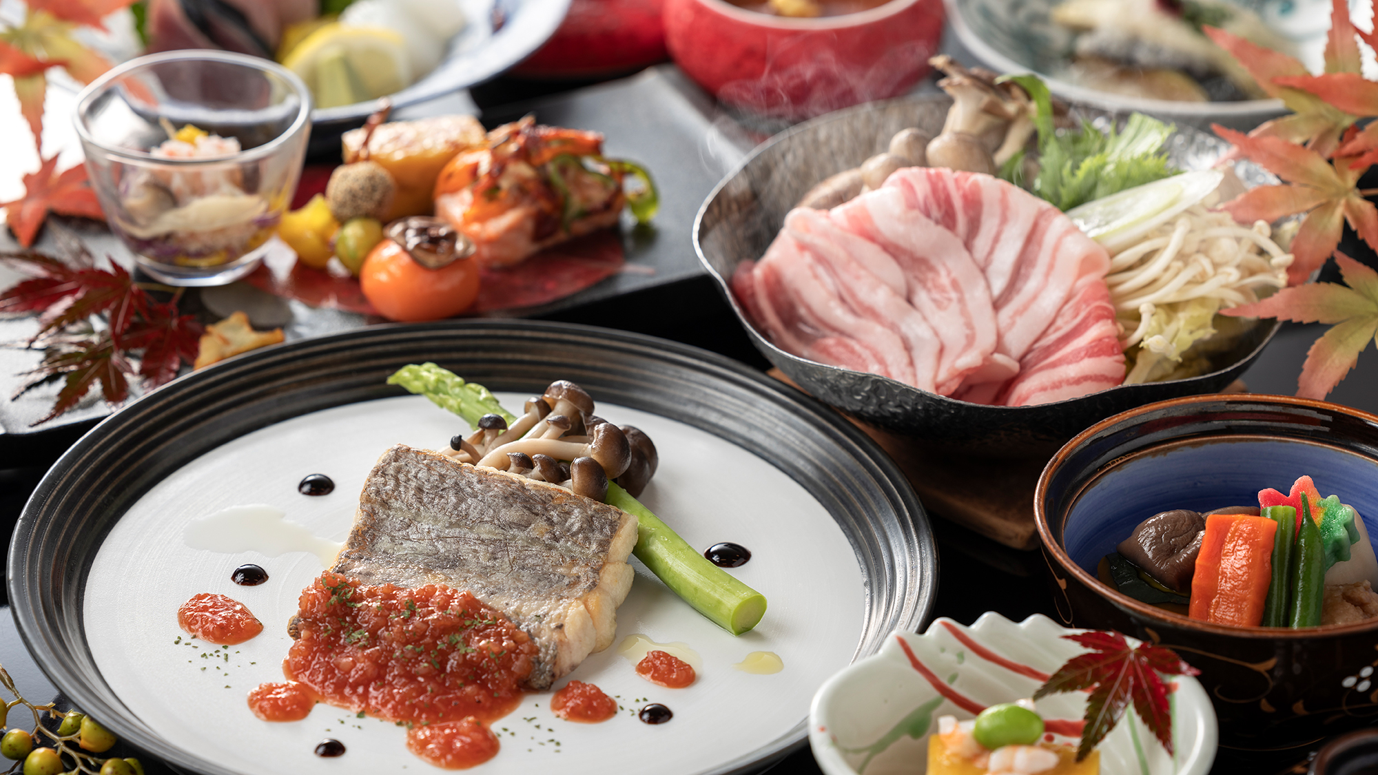 【ご夕食例】雲仙彩り会席※イメージ（時期によって変更する場合がございます）