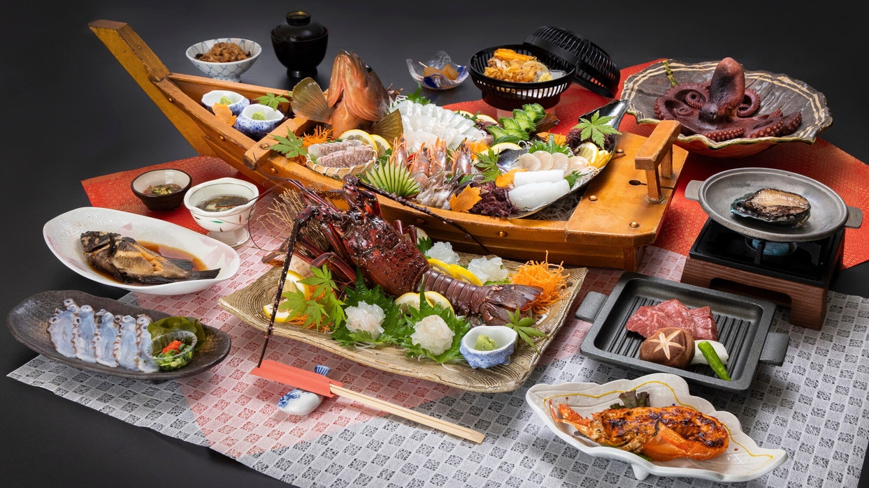 料理長イチオシ◆ 『伊勢海老お造り』or『知多牛溶岩焼き』チョイス！名鉄海上観光船割引