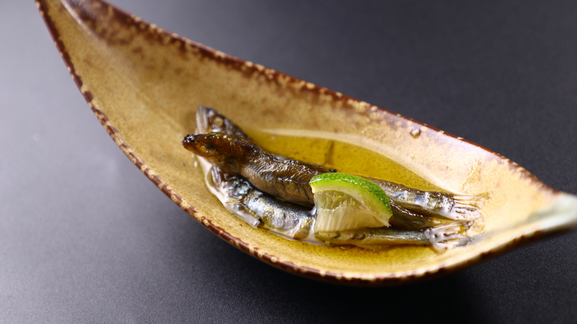 【夕食】天然稚鮎のアヒージョ風*