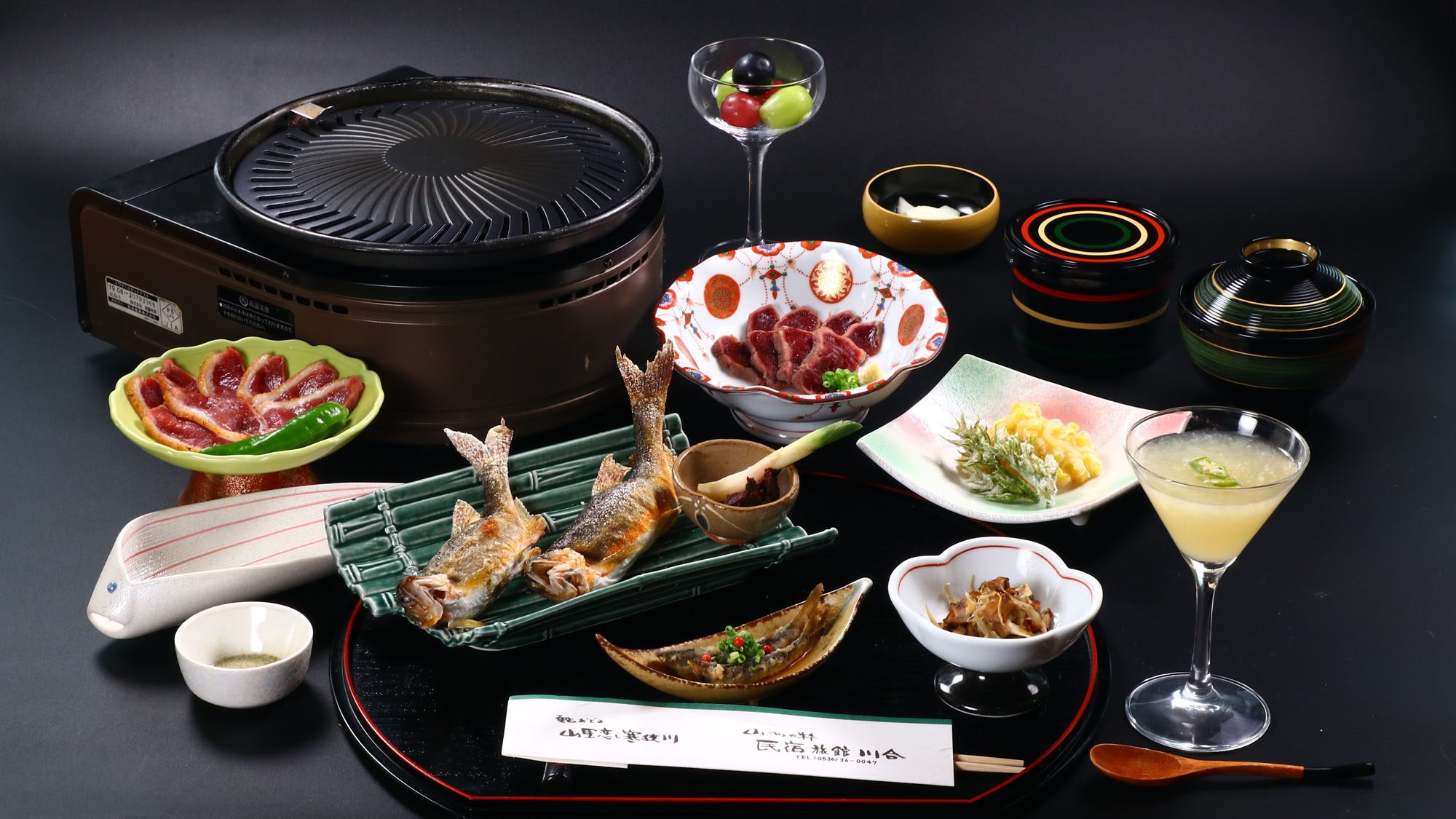 【夕食】グレードアップ◇鴨の陶板焼と天然鮎料理ー杉ーの一例*