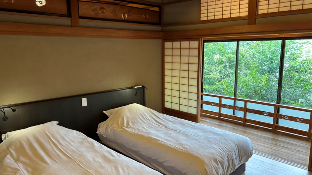 【井筒楼 玖番】和室・ベッドルーム・半露天風呂付