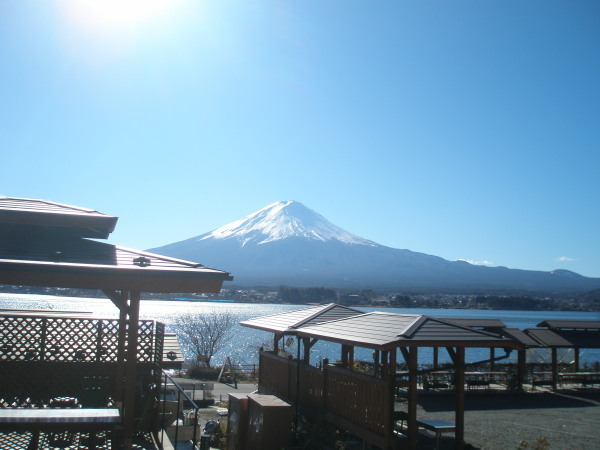 Mt. Fuji in fine weather and BBQ house