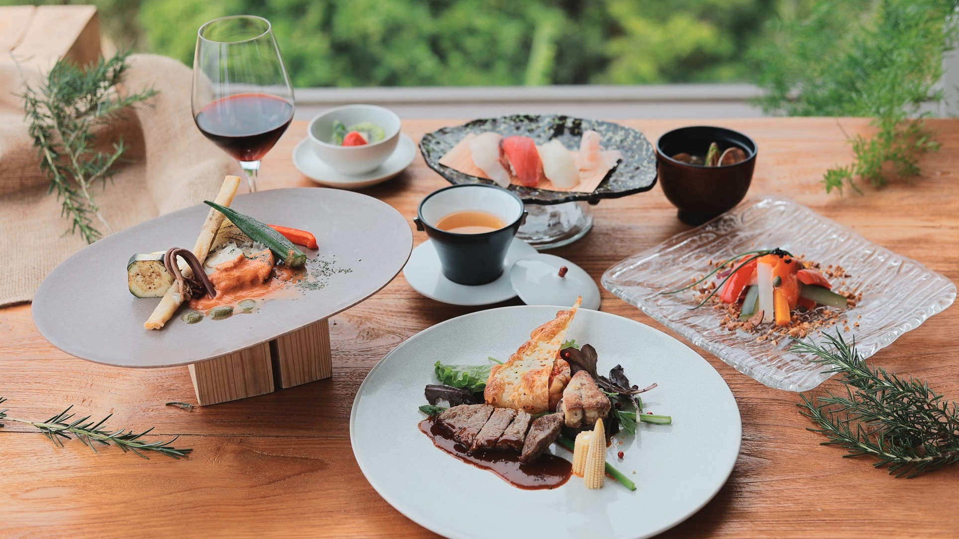 【期間限定初夏の贅沢コース】あわびと鹿児島黒毛和牛のステーキ＆フォアグラを味わう和洋会席プラン
