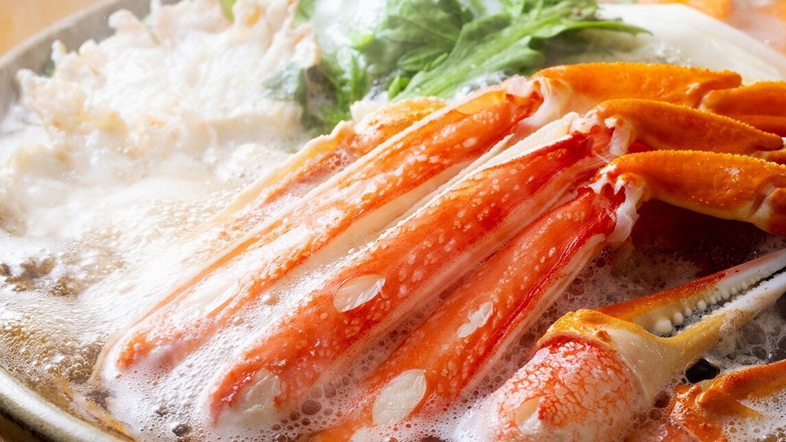 【カニ鍋コース】寒い冬は熱々お鍋が一番♪ 富山の紅ズワイガニを茹と鍋でたらふく満喫