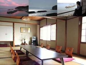 It is a Japanese-style room with 16 tatami mats on the sea side. For 7 to 8 people. The scenery depends on the weather! Nature shows various expressions.