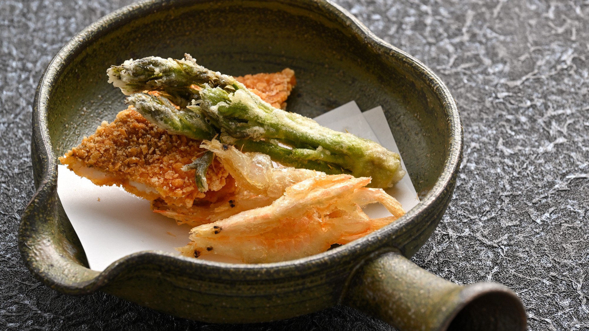【料理一例】カマスおかき揚げ、白エビの唐揚げ