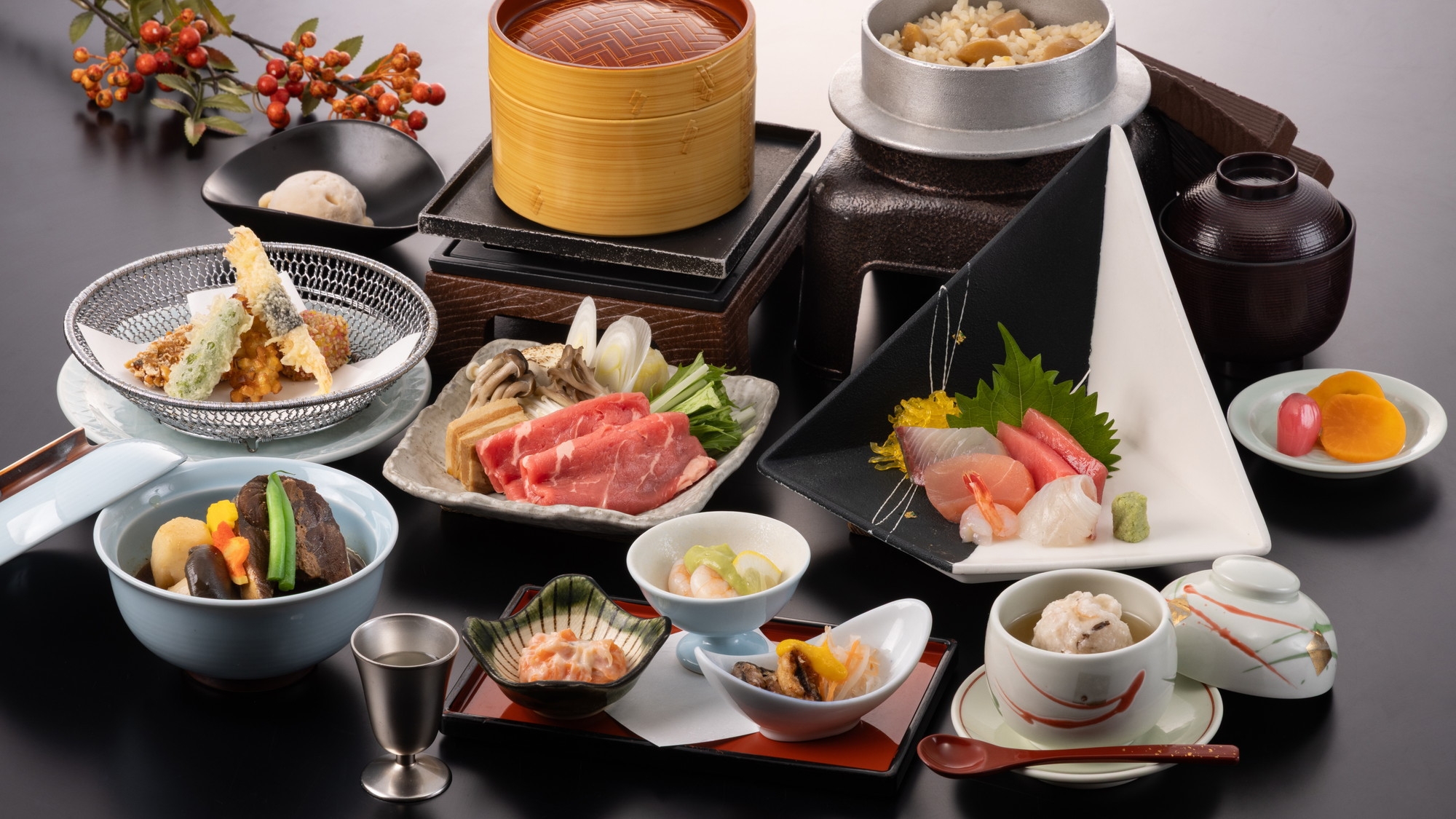 ☆【日帰りプラン】おすすめの葵コース！個室で会席料理のランチ＆雨晴温泉が楽しめる癒しの休日♪