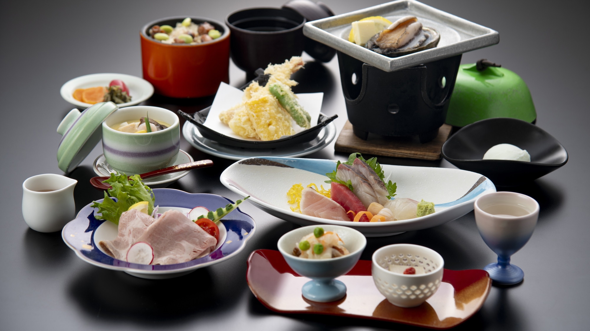 【WEB＆特日限定】謝恩企画／夏の食材と鮑の踊り焼きが付いた会席が13，750円〜【現金精算のみ】