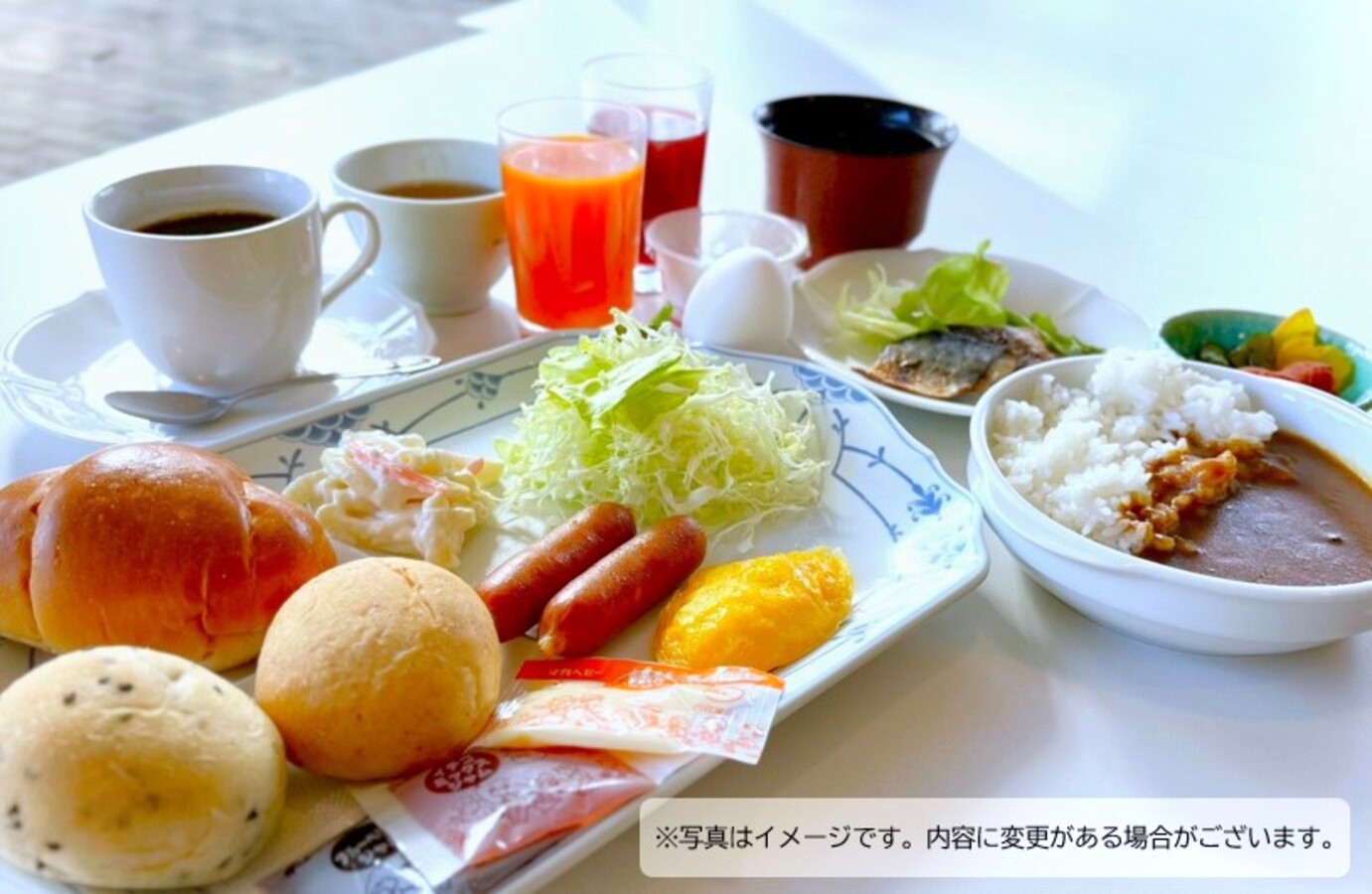 全プラン朝食付き☆和洋食の軽食バイキングです★カレーと温泉たまごが人気です♪