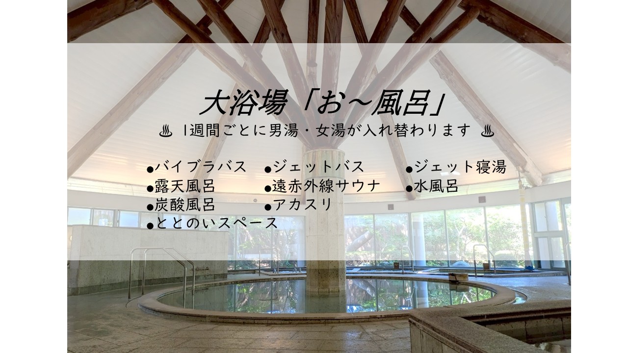 丸い湯船が和やかで楽しい【お～風呂】