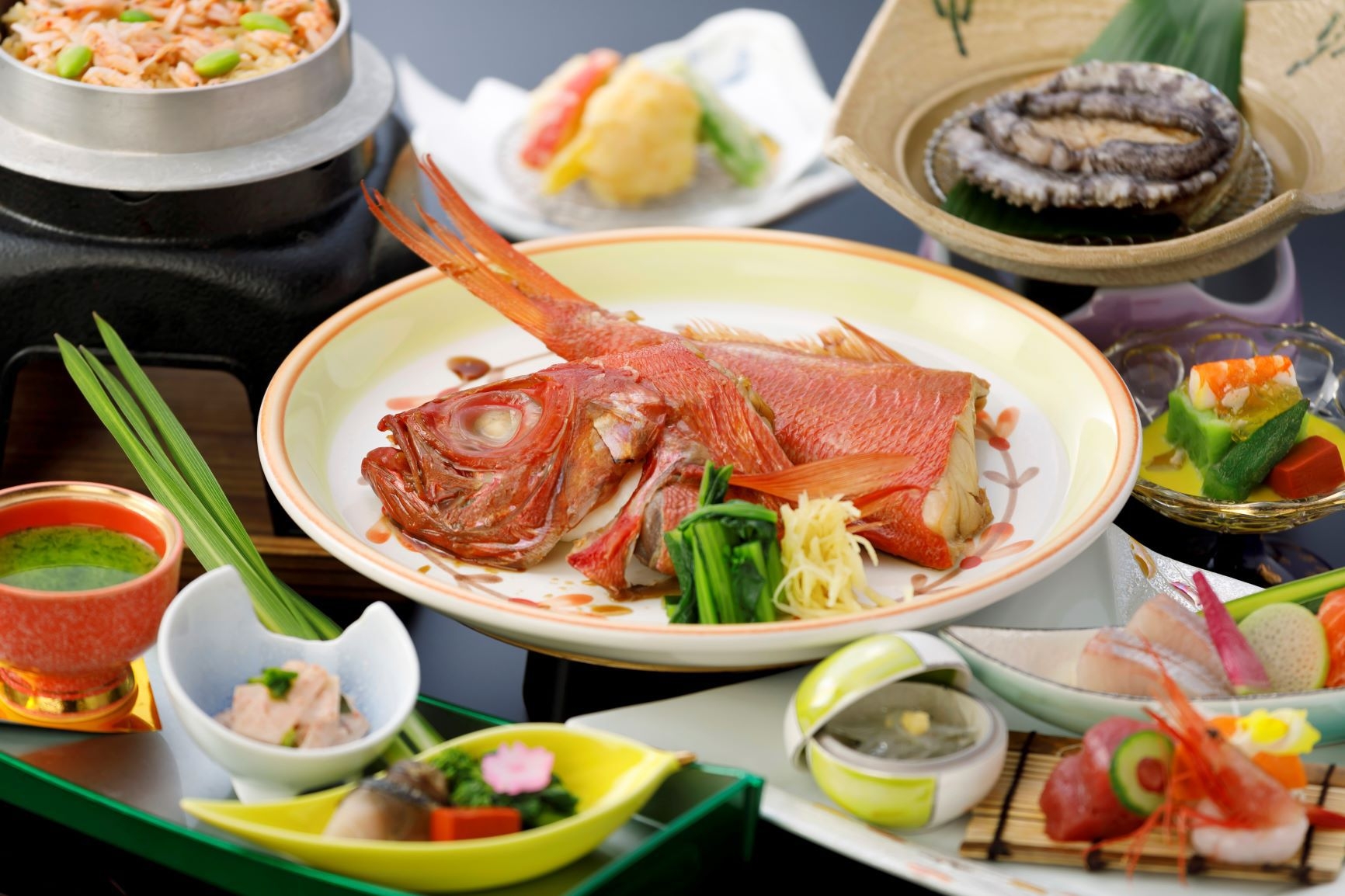 2025年4月〜【直前割】魚介をもっと食べたい方に！金目半身煮×鮑酒蒸し×桜海老釜飯付【プレミアム】