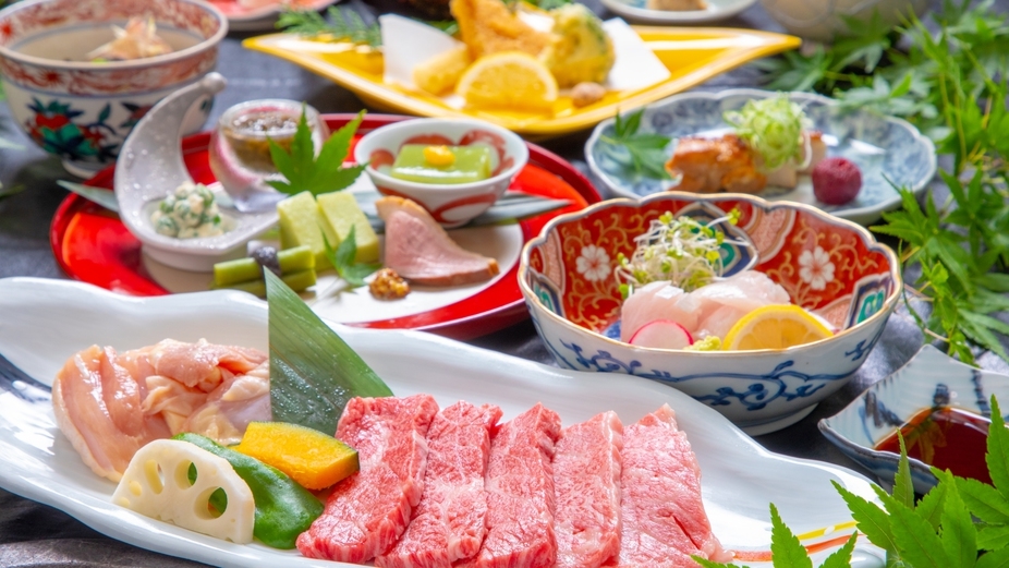 【大分二大ブランド】「関あじ」と「A5ランクおおいた和牛」のWメイン１泊２食付　ドリンクコーナー無料