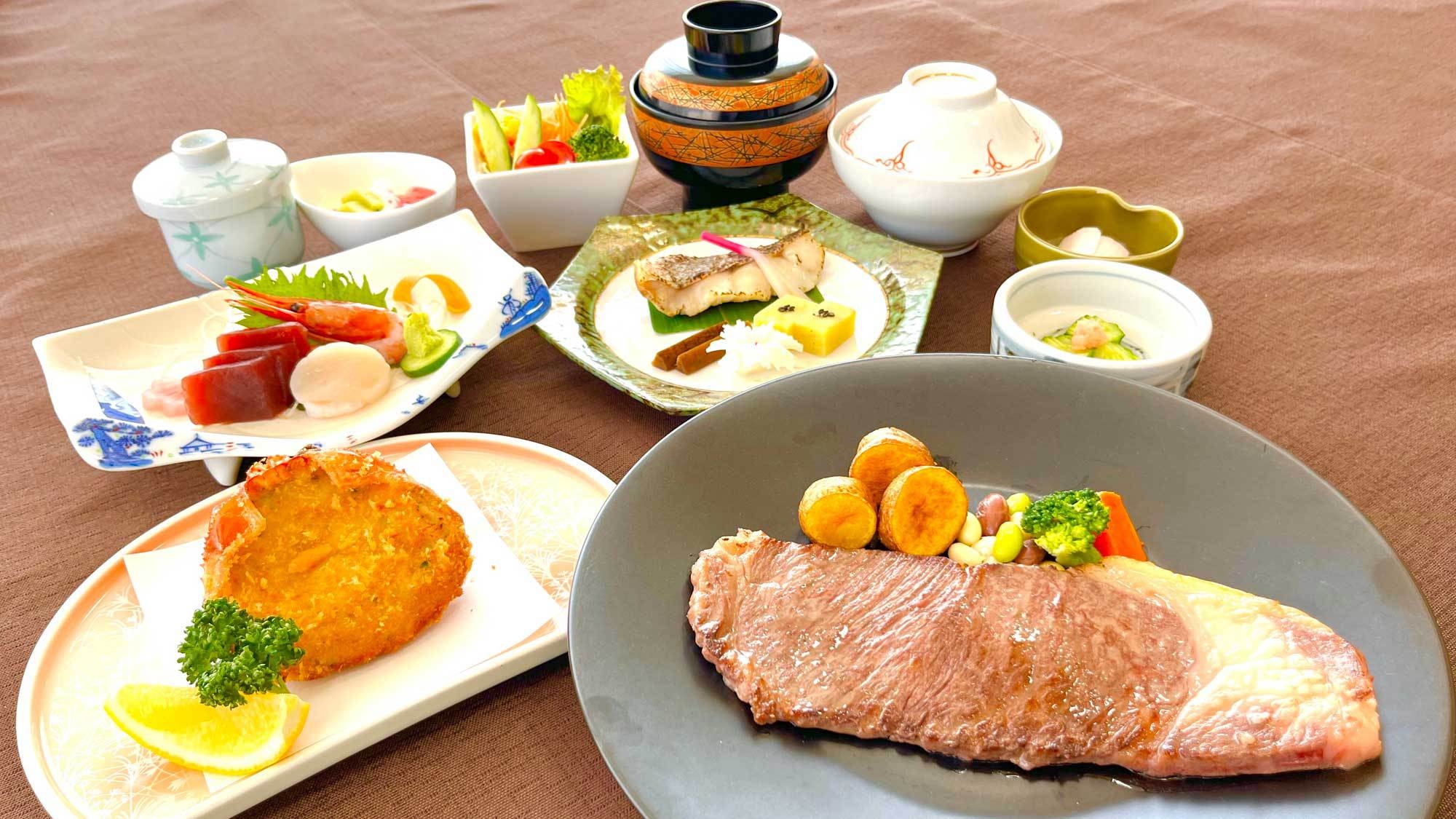 【2食付プラン】サーロインステーキ付の洋食御膳！豊かな自然と温泉＆サウナでリフレッシュ♪
