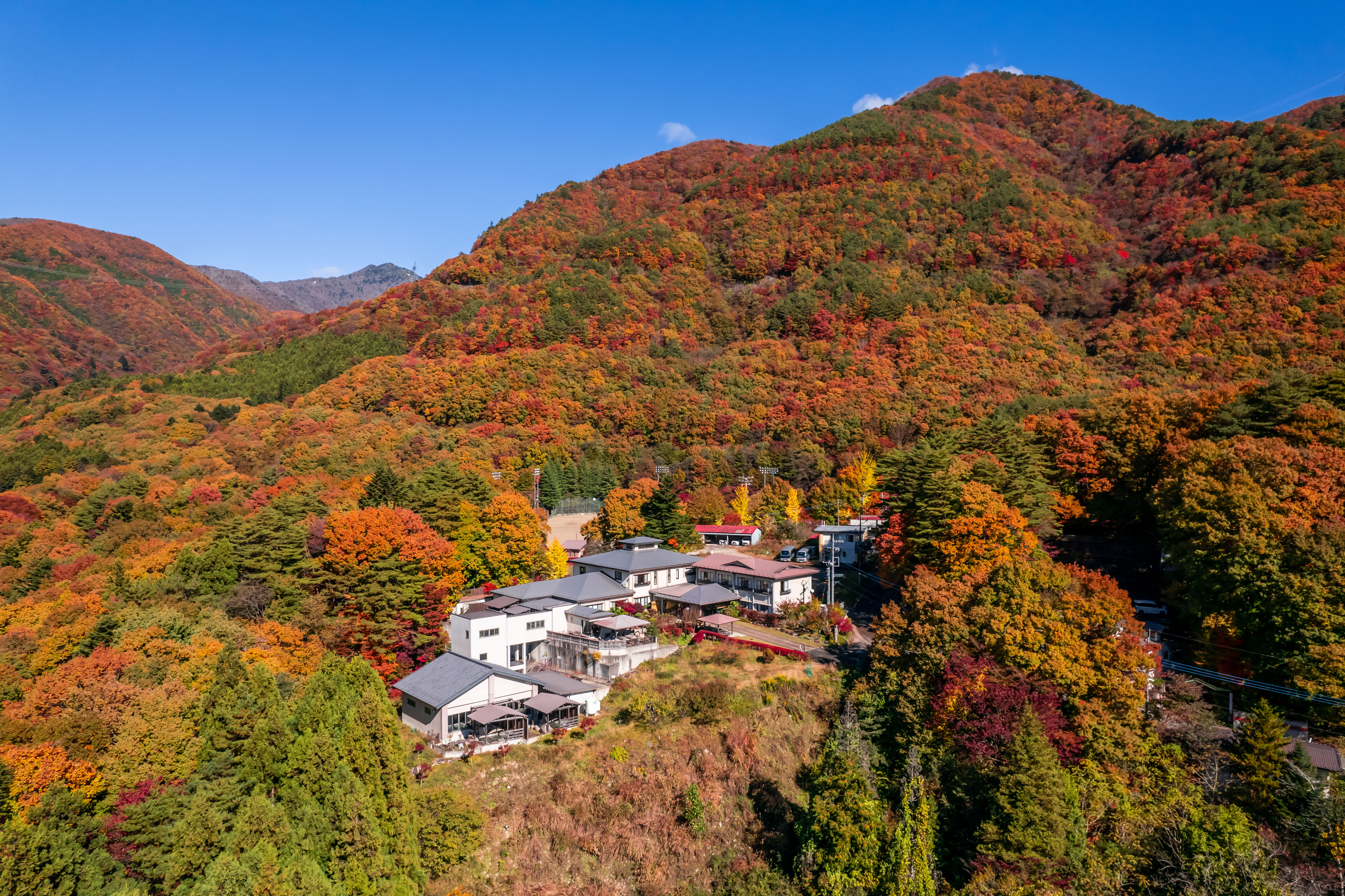 上空から見た梅川荘外観