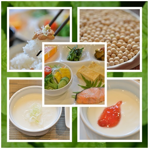 Breakfast (homemade) Natto, tofu, yogurt, miso