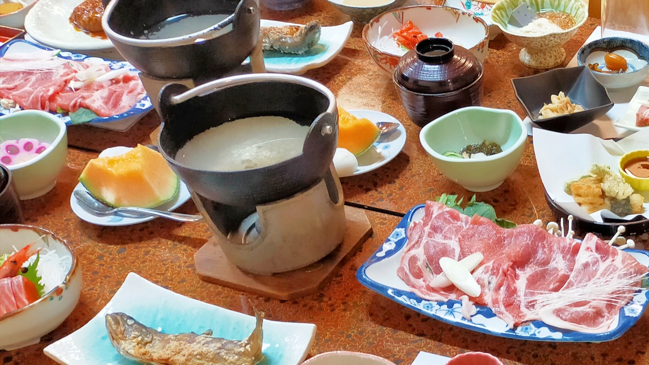 夕食一例・温泉しゃぶしゃぶ