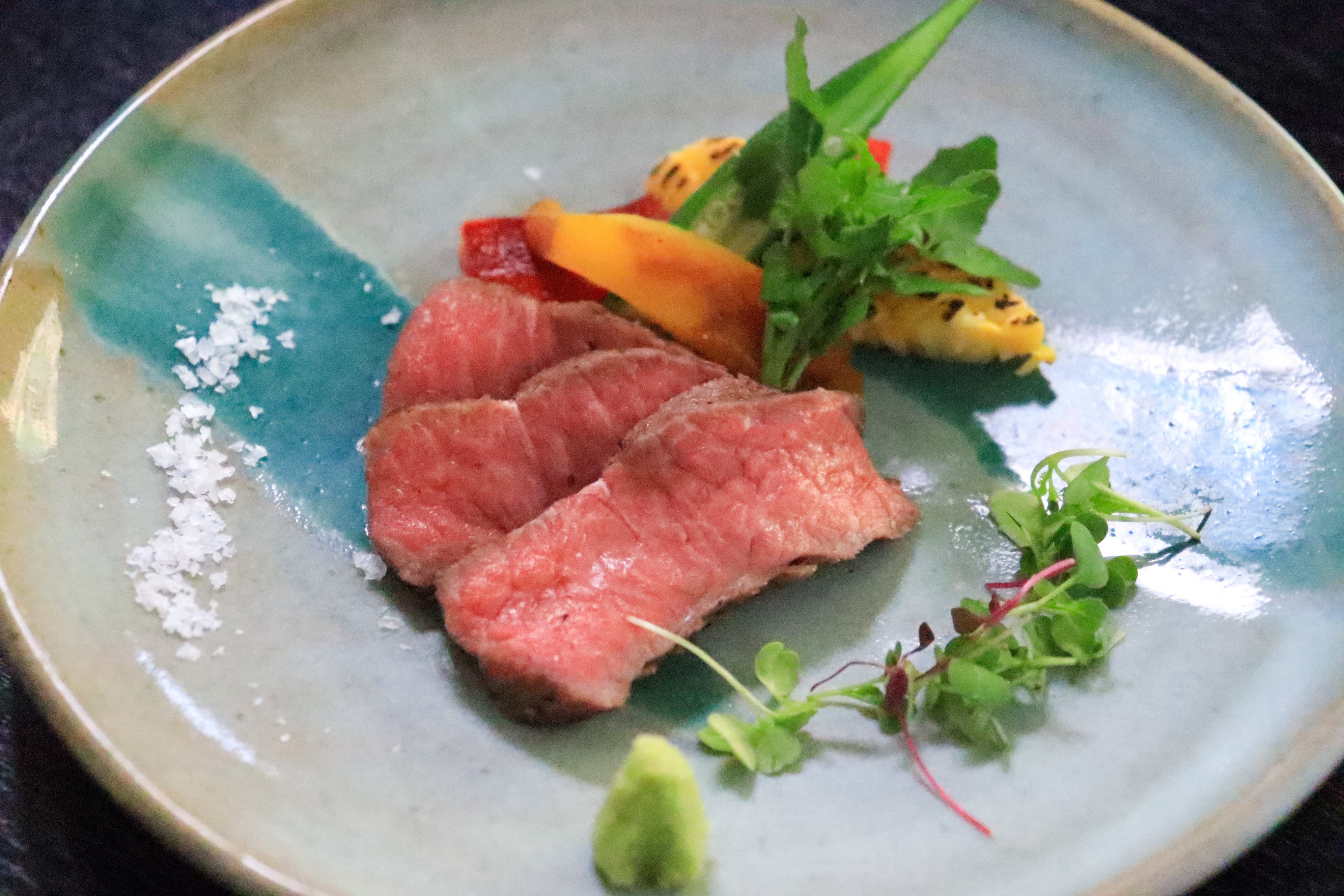 夏の基本会席　黒毛和牛炭火焼き