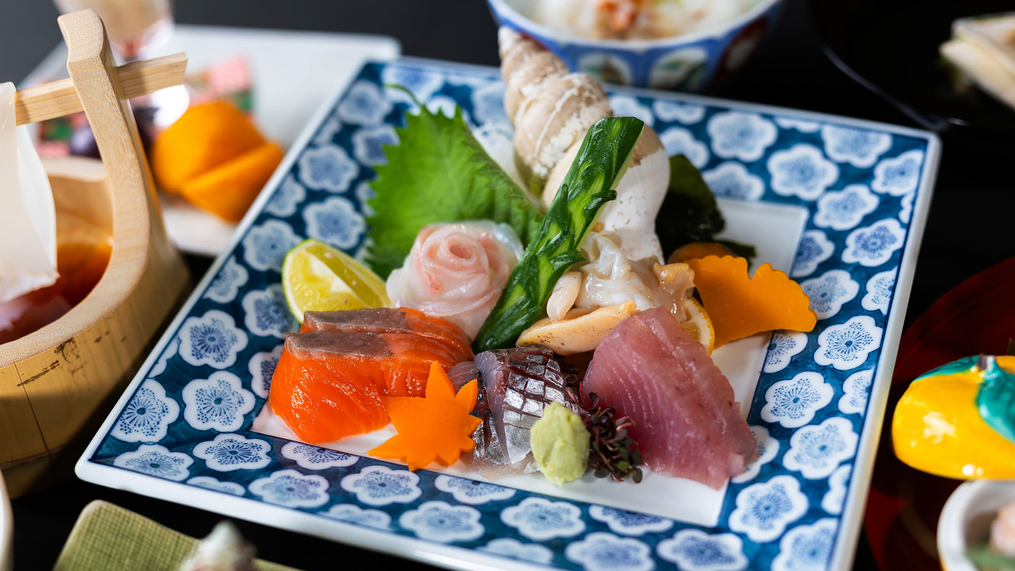 ■のどぐろ会席一例■地魚四種　あしらい一式