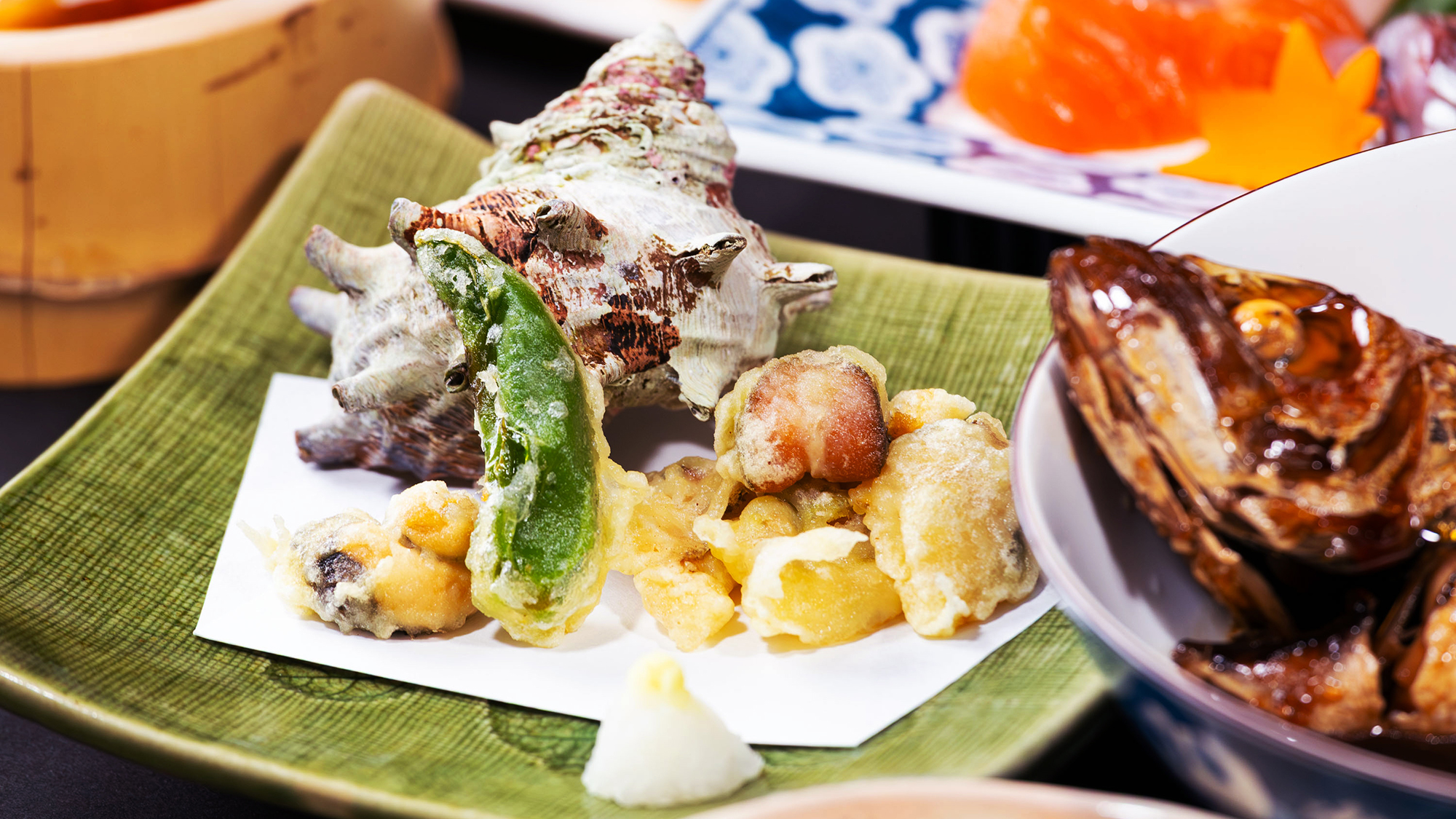 ■のどぐろ会席一例■栄螺（サザエ）の天婦羅