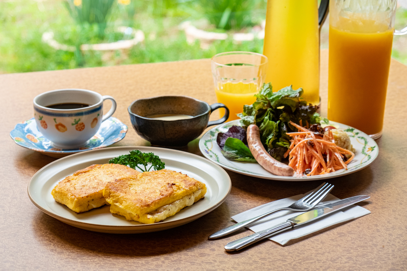 リーズナブル！春の楽しみ湯けむり露天風呂とローストポーク★朝食はクロックムッシュとスープ