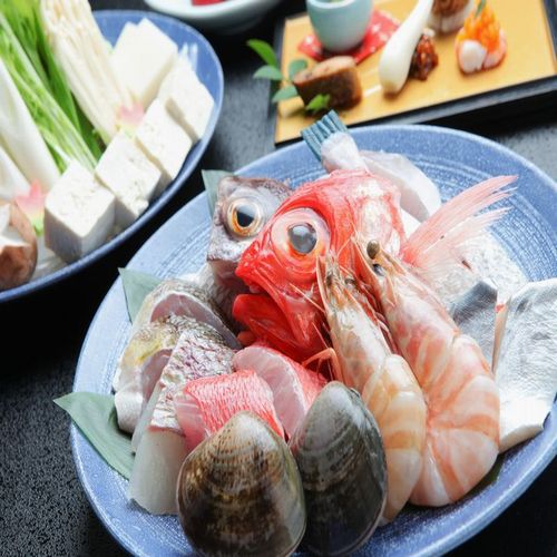 海の幸いっぱい〜♪あっさりポン酢で魚ちりコースプラン♪
