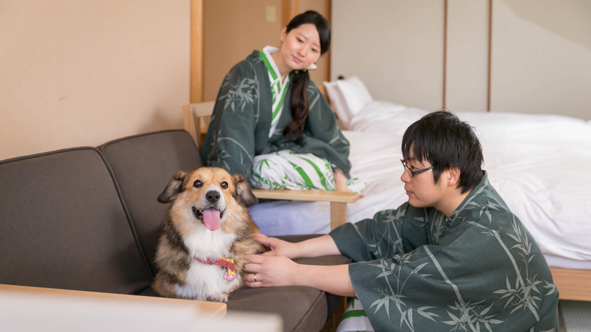 【離れの館わんこ家竹亭】可愛いわんちゃんとずっと一緒♪夕食はお部屋で最高ランクの「宝石箱会席」