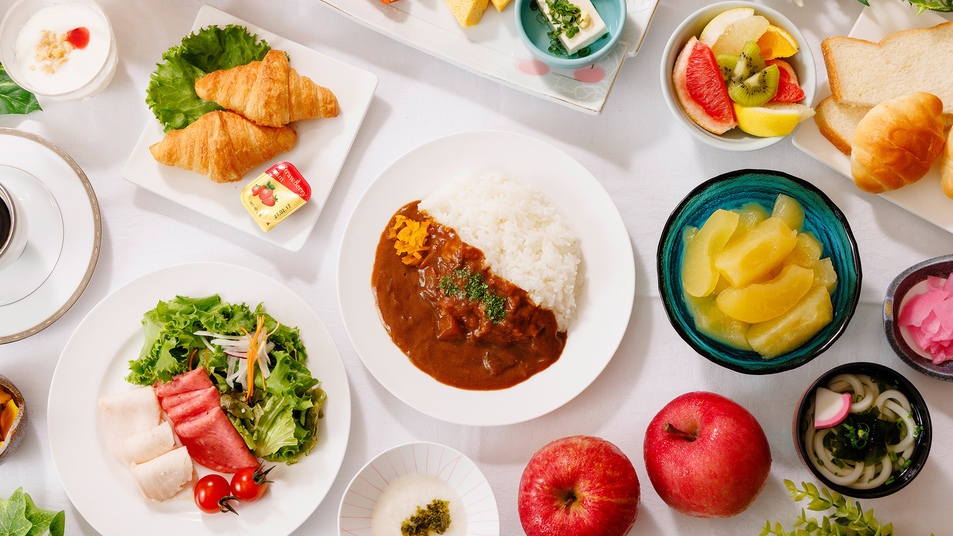 【朝食付】駐車場無料！＜特製りんごカレー＞ほか、気軽に青森を味わうビュッフェ「早めの6時半開始」