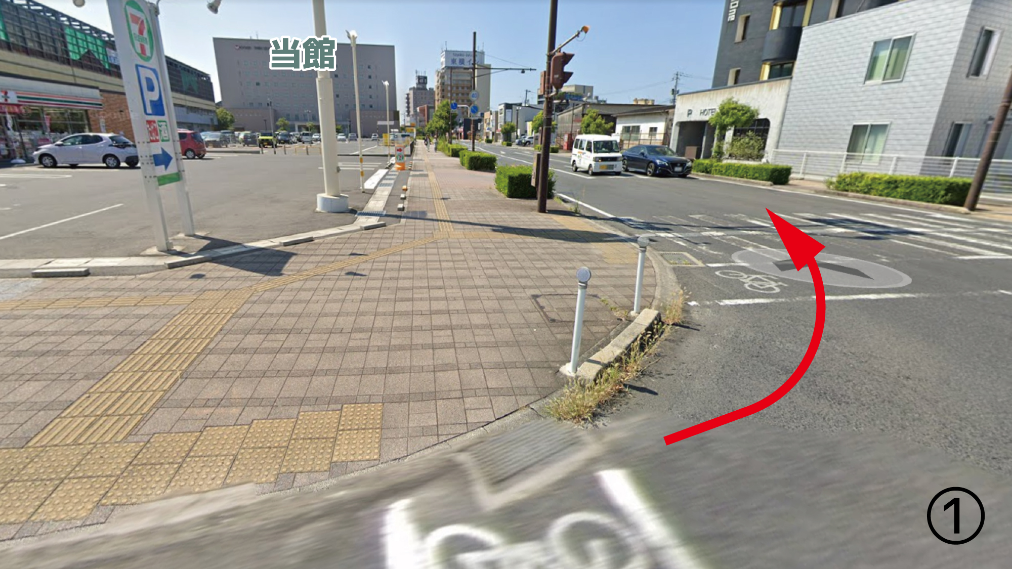 ＜東側からお越しの場合＞駅北ガーデン通りを西側にお進みください。