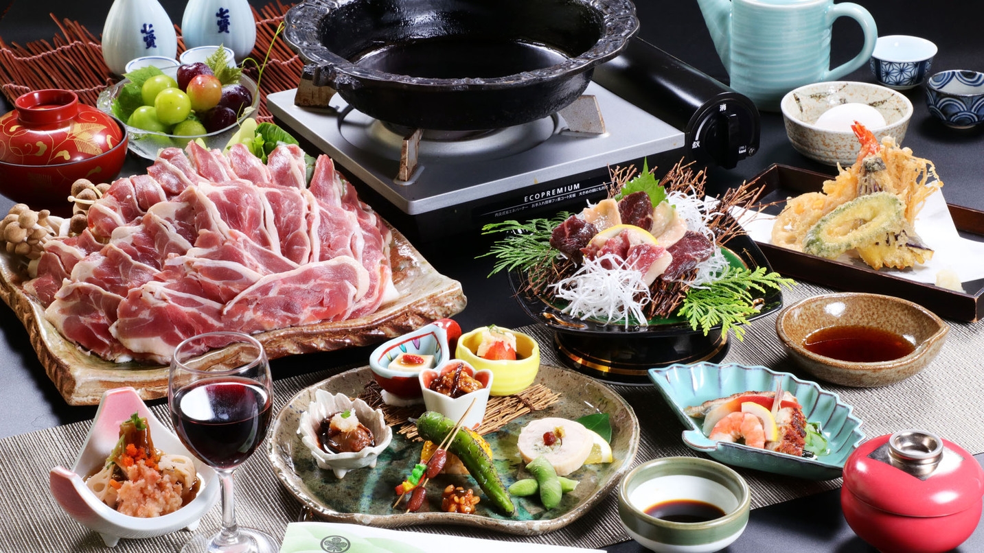 【選べる鴨鍋 × 馬刺し】秘伝の味 ★ 地元食材会席 [特典付]