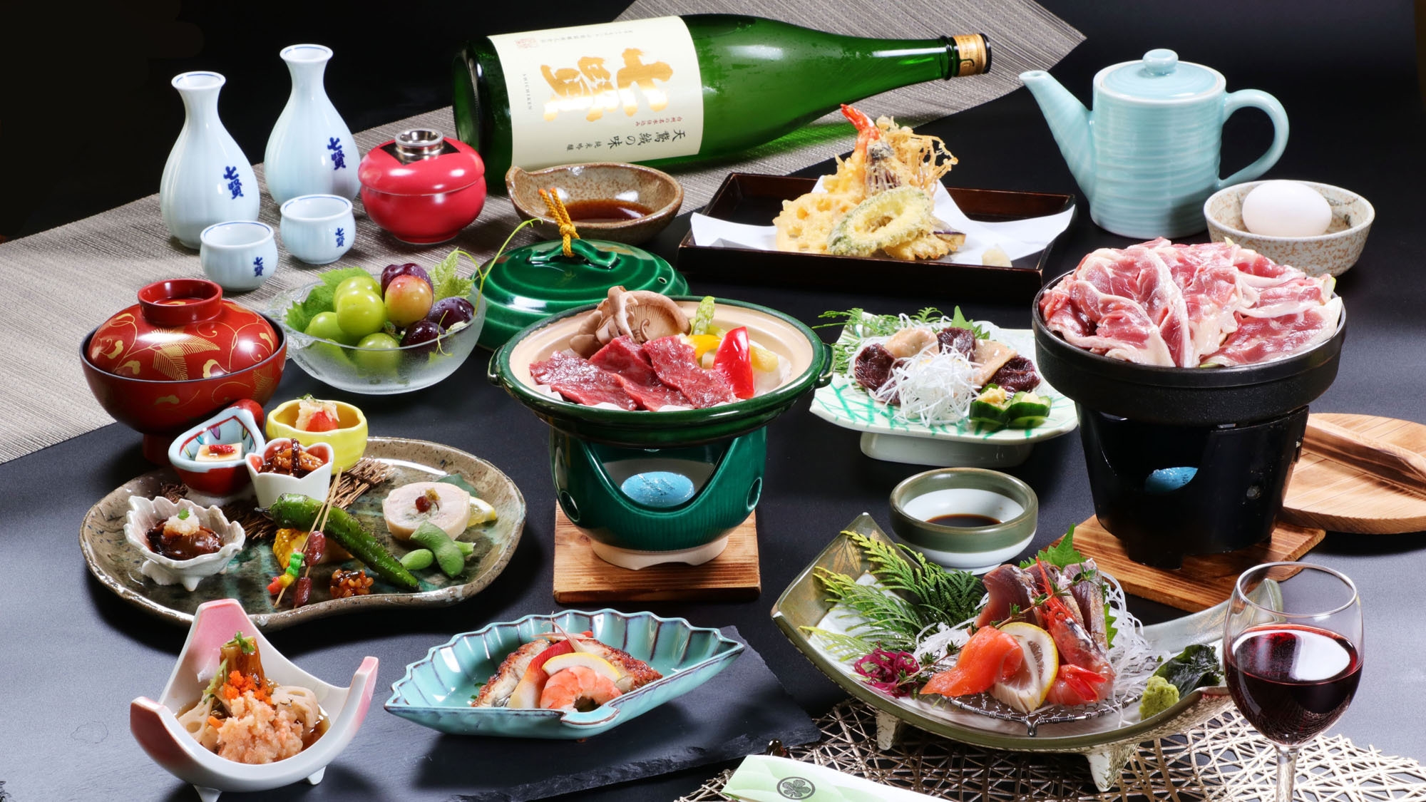 【グレードアップ】三大肉 ★ 鴨すき焼き × 馬刺し × 牛陶板焼 [特典付]