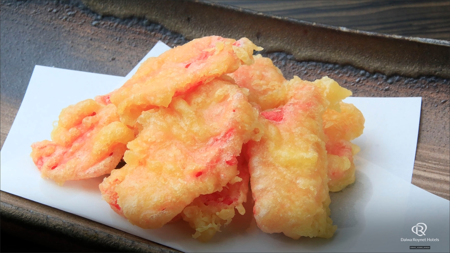 朝食メニュー。関西の定番「紅しょうがの天ぷら」