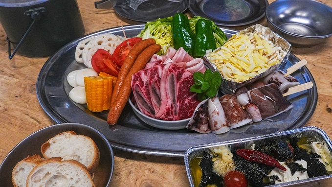 【夕朝2食付】海が見えるテラスでBBQ／季節のスープリゾット（セルフドリンク付）