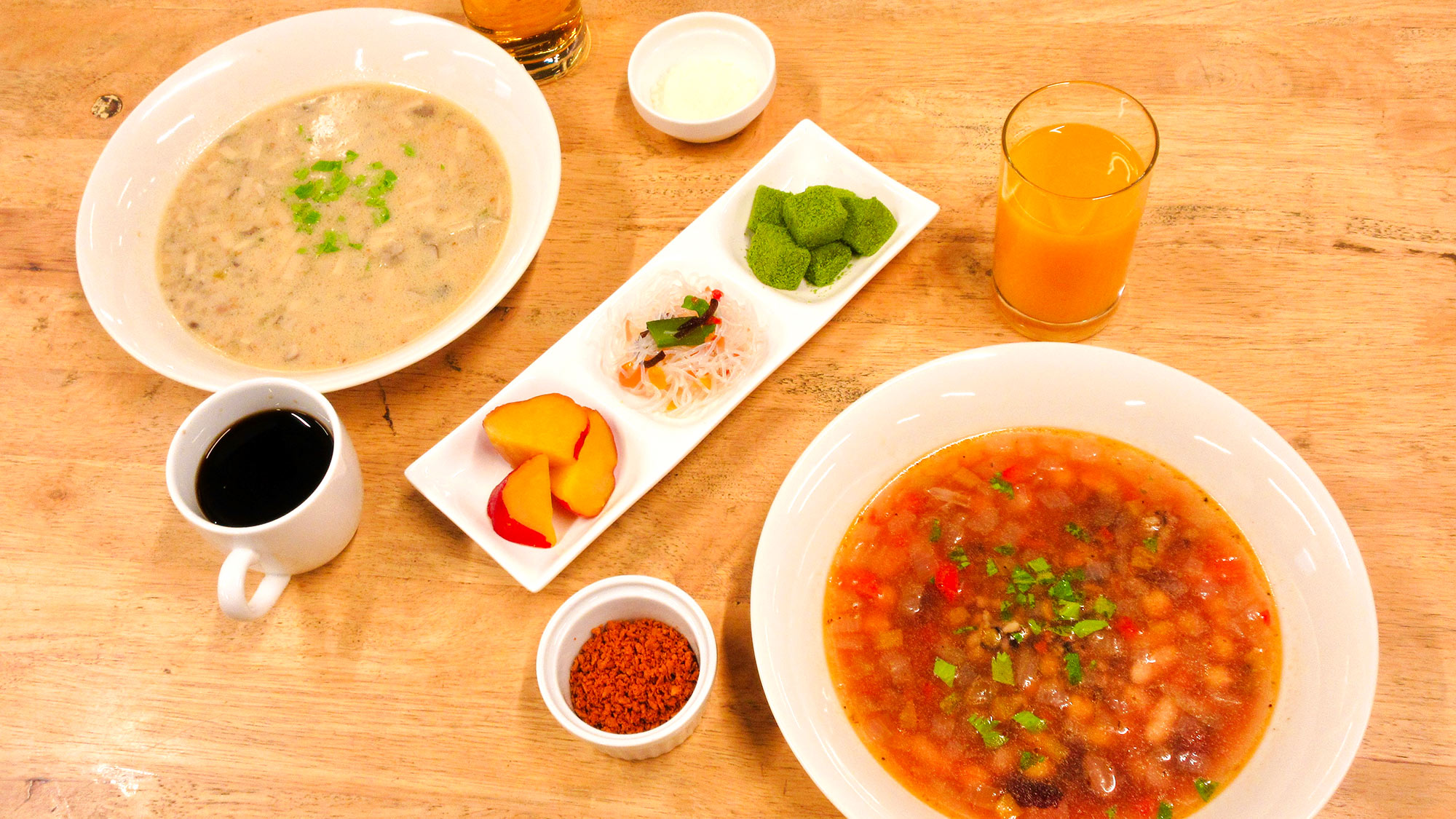 ・【朝食一例】お目覚めの身体にやさしいスープリゾット風の朝食をご用意しております