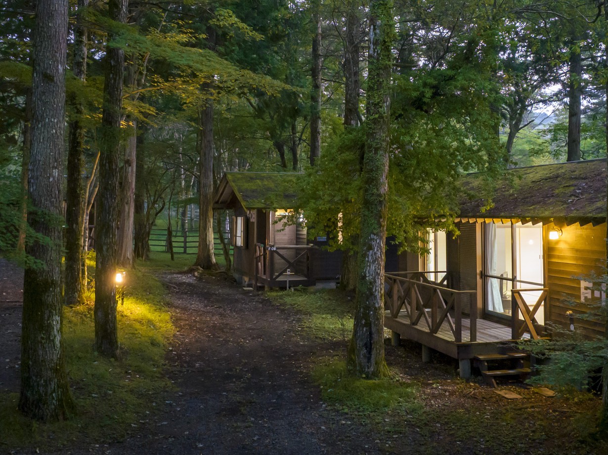 【食事無し】森の中のテラス付コテージで宿泊！　マイナスイオン溢れる大自然を満喫してみませんか？