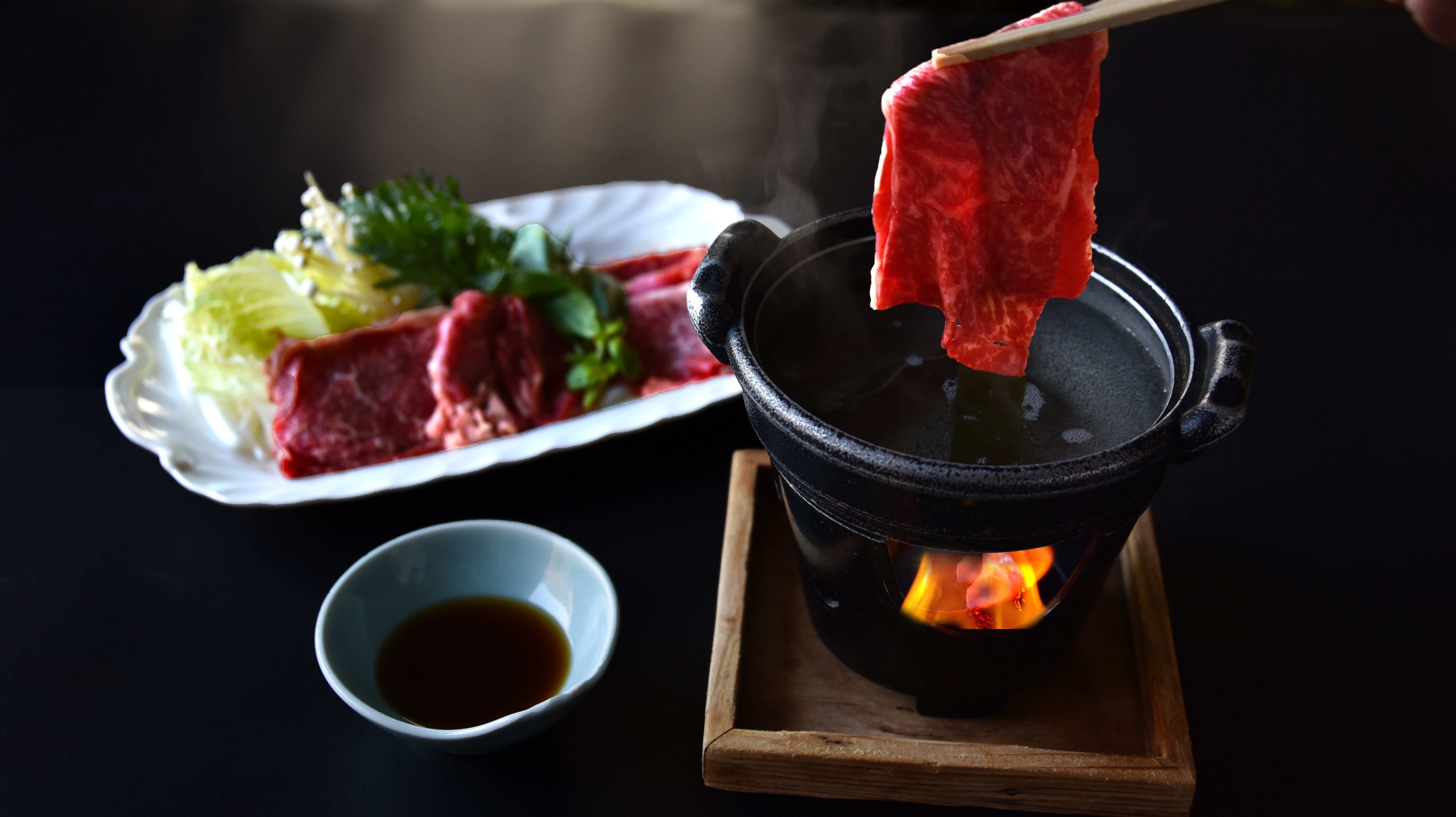 福島牛・米沢牛食べ比べしゃぶしゃぶ