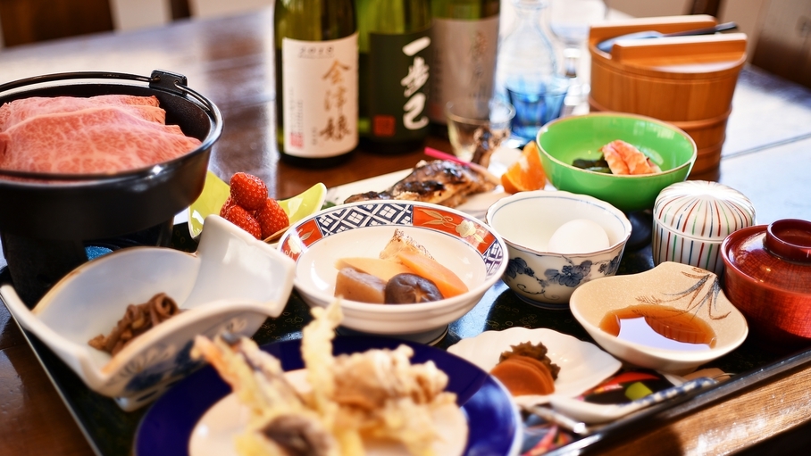 【福島牛 厳選会席】調理法が選べる逸品鍋♪【すき焼き・しゃぶしゃぶ】よりセレクトOK（２食付）