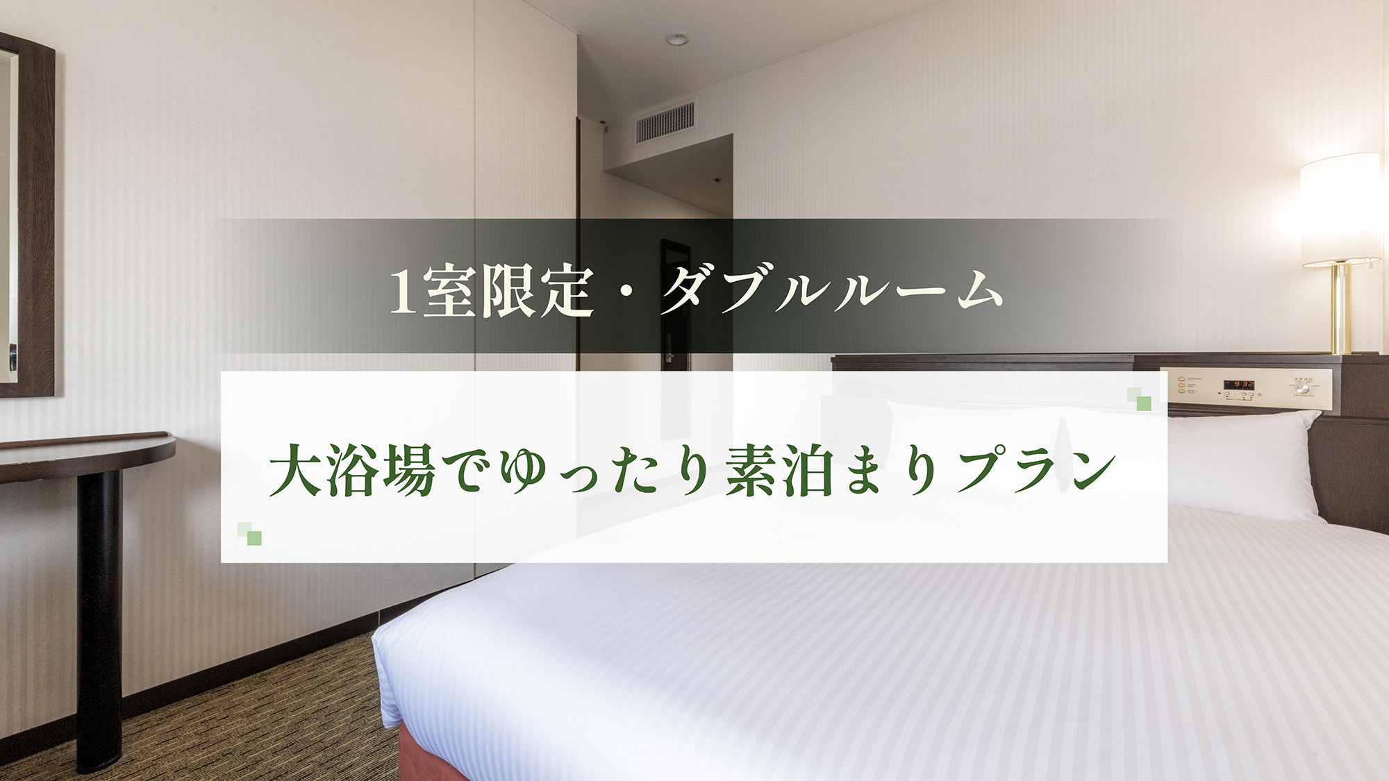 【1室限定・ダブルルーム】直前予約OK！大浴場でゆったり満喫プラン＜素泊まり＞