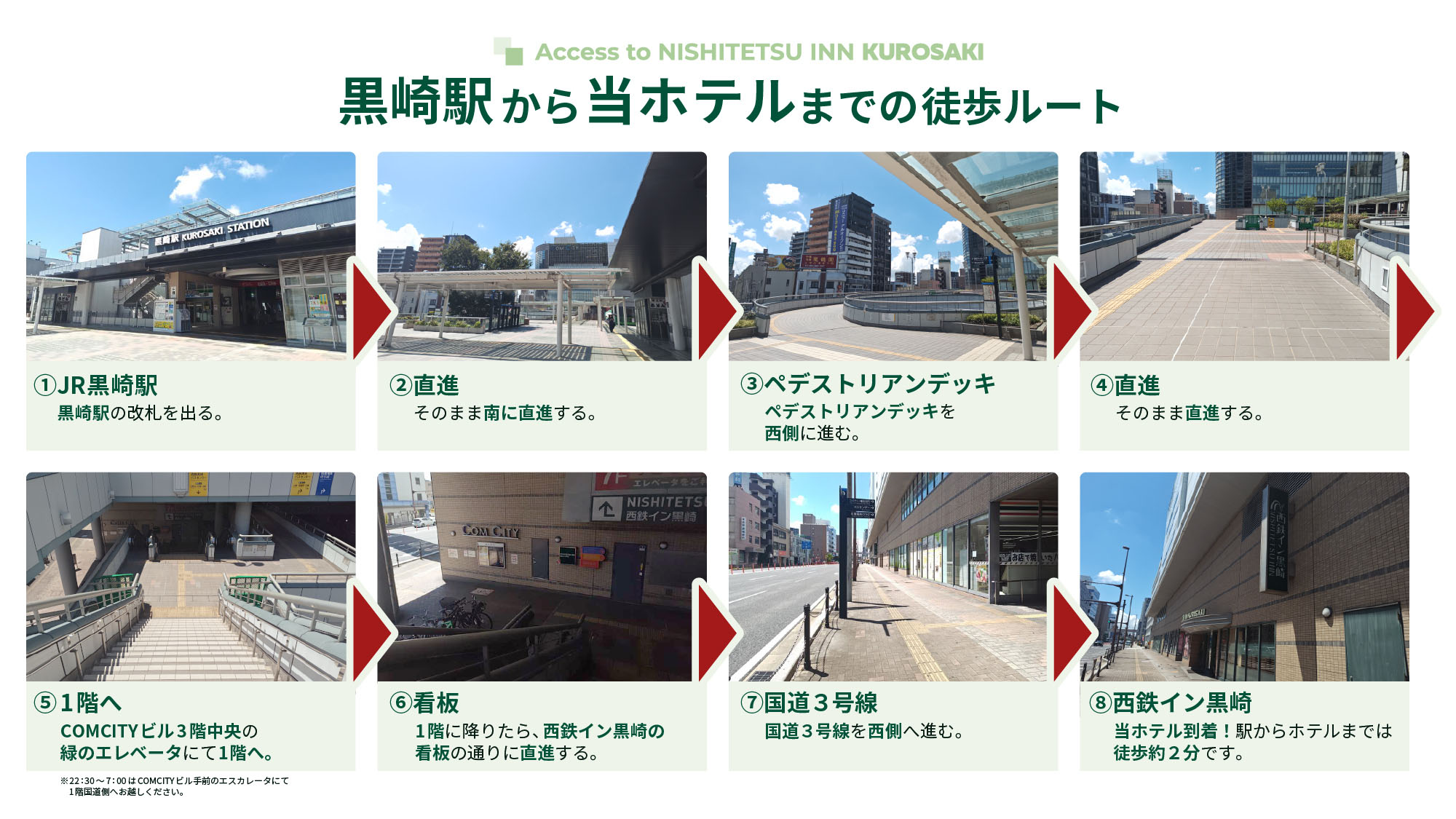 黒崎駅から当ホテルまでの徒歩ルート