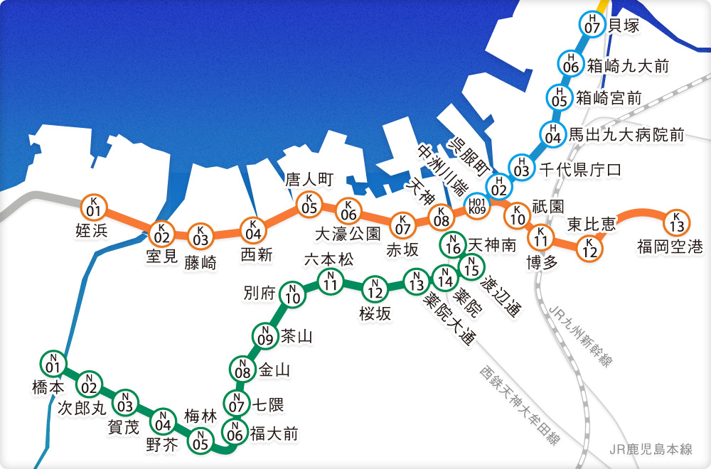 福岡市営地下鉄　地図