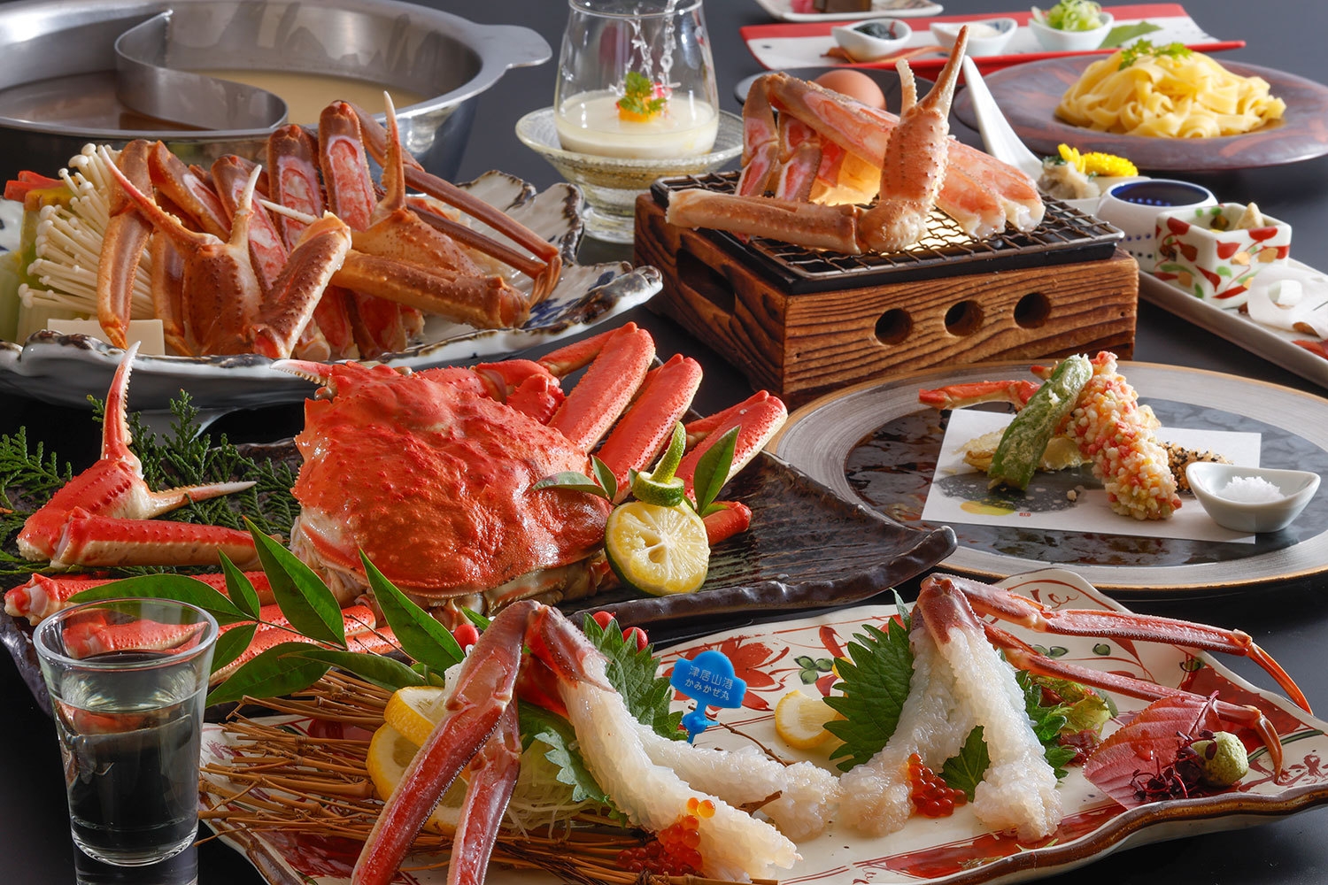 【圧巻カニ2.5匹相当使用◆かに尽くしプラン】かに刺し、お鍋、焼きがに！さらにずわいがに丸1匹付き♪