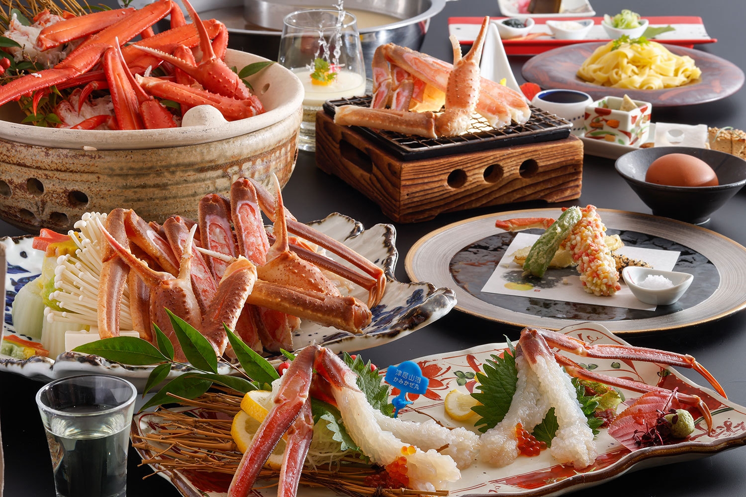 【日帰りプラン】カニ爛漫コース★活松葉かに刺し・焼きがに・かに天ぷら・かにすき鍋で蟹尽くしの日帰り旅