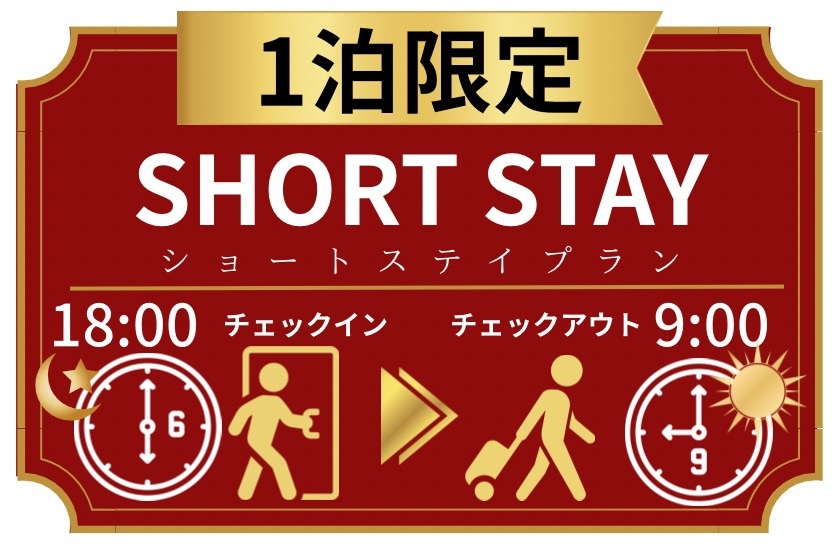 【１泊限定ショートステイ】チェックイン18時〜チェックアウト9時まででお得プラン！（素泊り）
