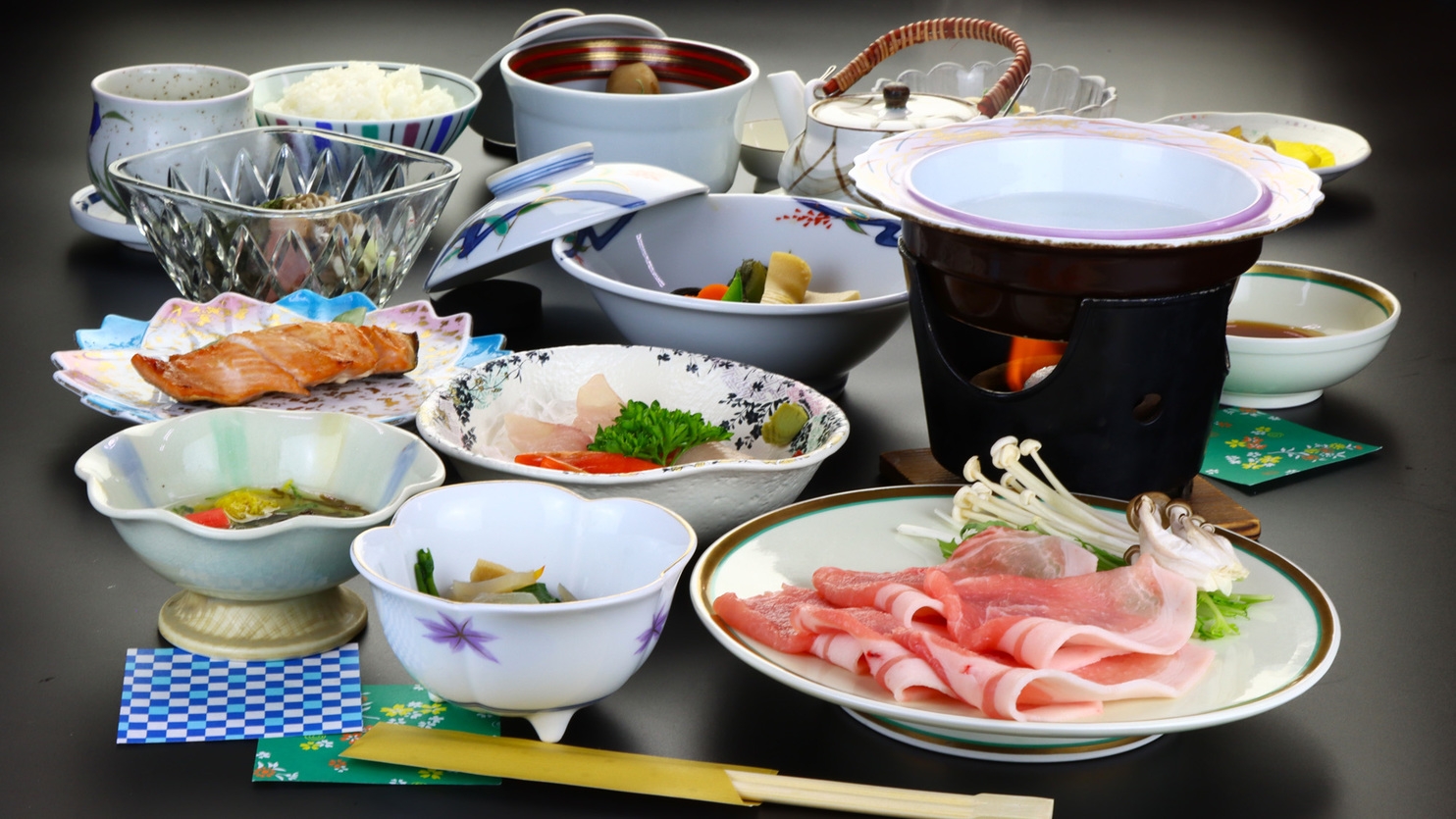 【豚しゃぶプラン】山形のブランド豚≪庄内豚≫のしゃぶしゃぶプラン◇無料貸切風呂あります！