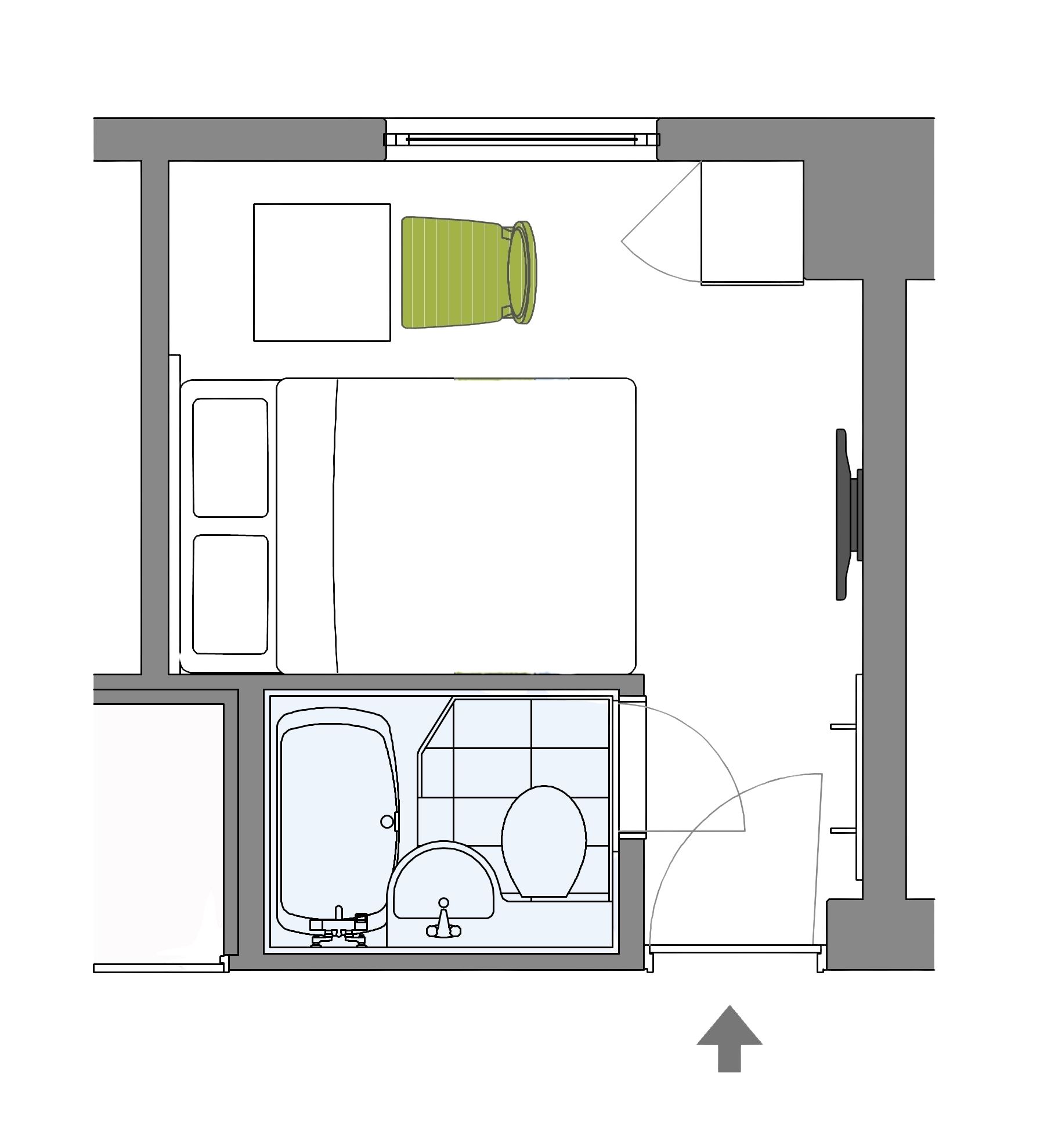 【平面図】セミダブルルーム