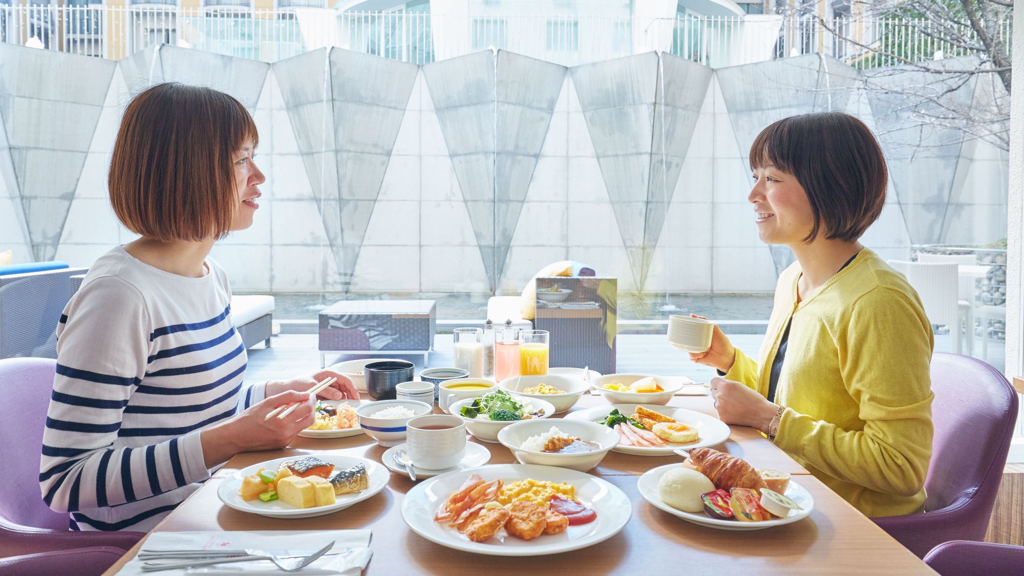 充実した1日は十分な朝食から！朝食付プランなら当日お好みの店舗をご利用いただける朝食券をご用意。