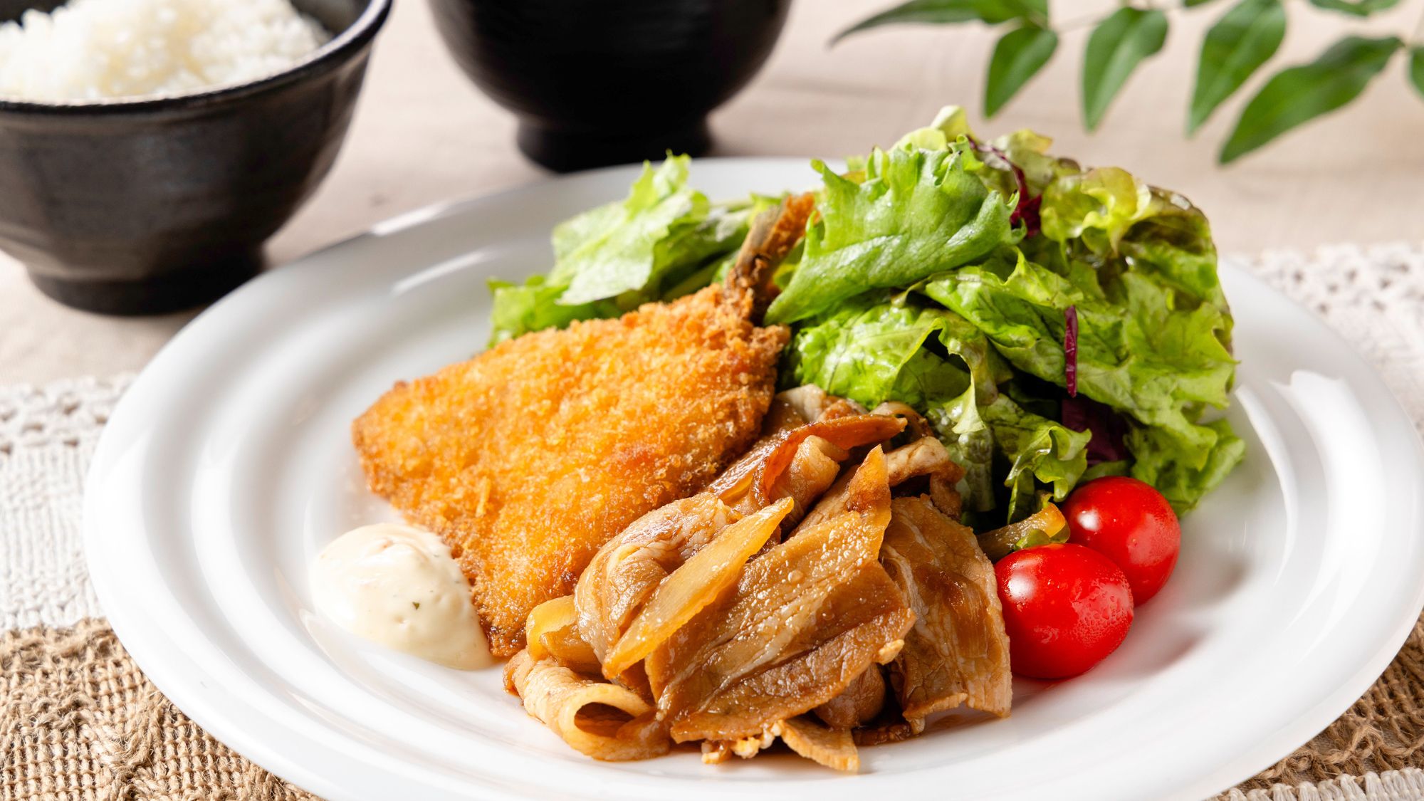 【ランチメニュー】鯵フライ＆生姜焼き