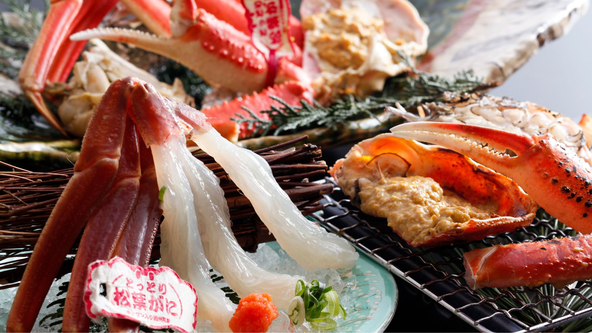 【活蟹丸ごと一杯コース】茹で・刺し・焼きでタグ付松葉ガニ1杯堪能〇さらに蟹すき小鍋ほか5種の蟹料理も